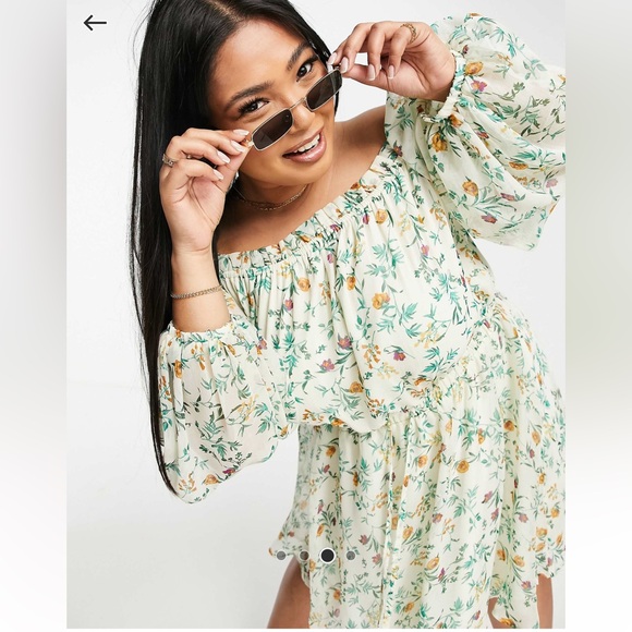 ASOS Curve Floral Skater Skirt - White - Picture 3 of 7